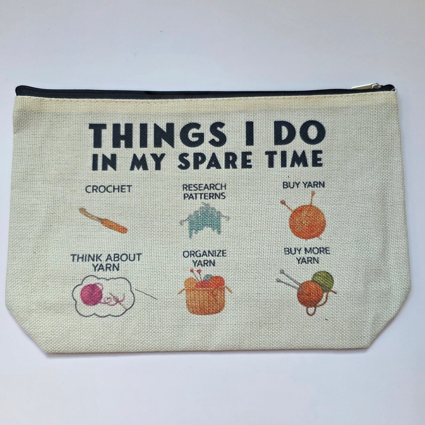 Small Canvas Project Bag, zipper closure, lined