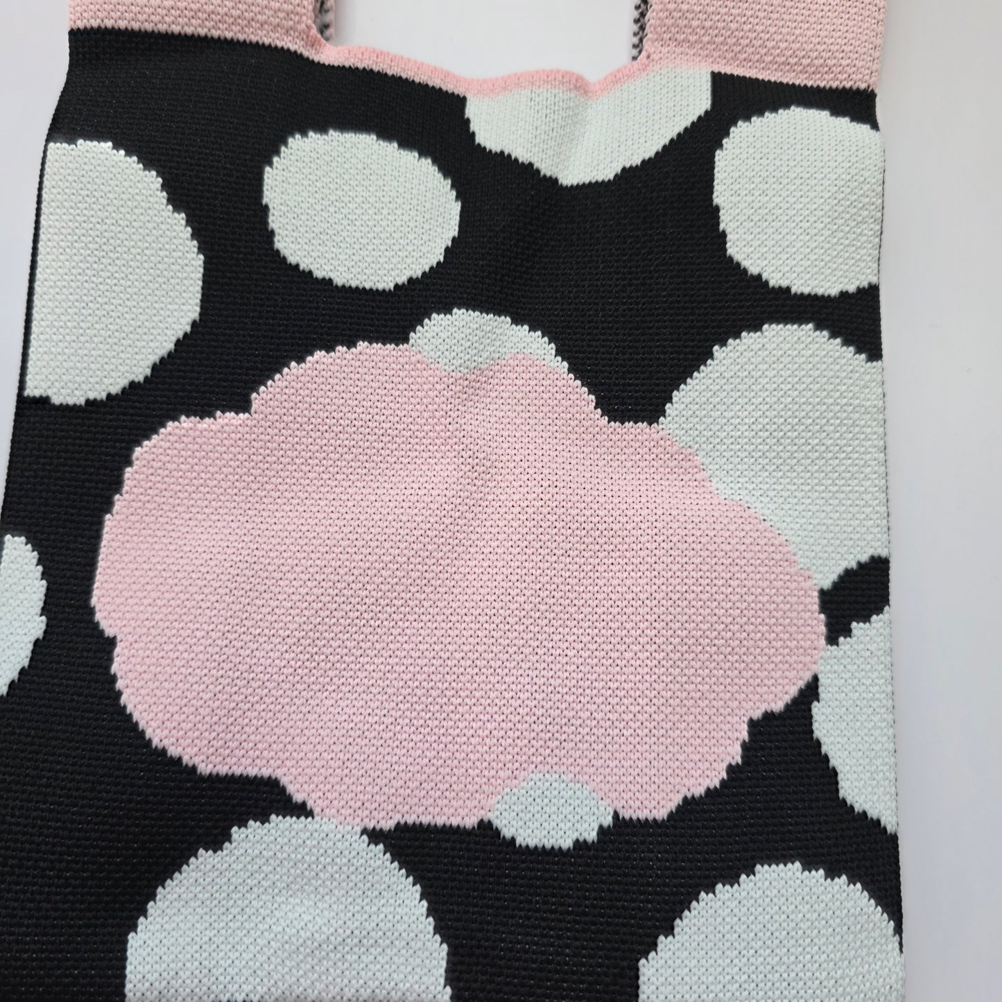 Small Knitted Project Bag Travel Tote Wristlet pink panda