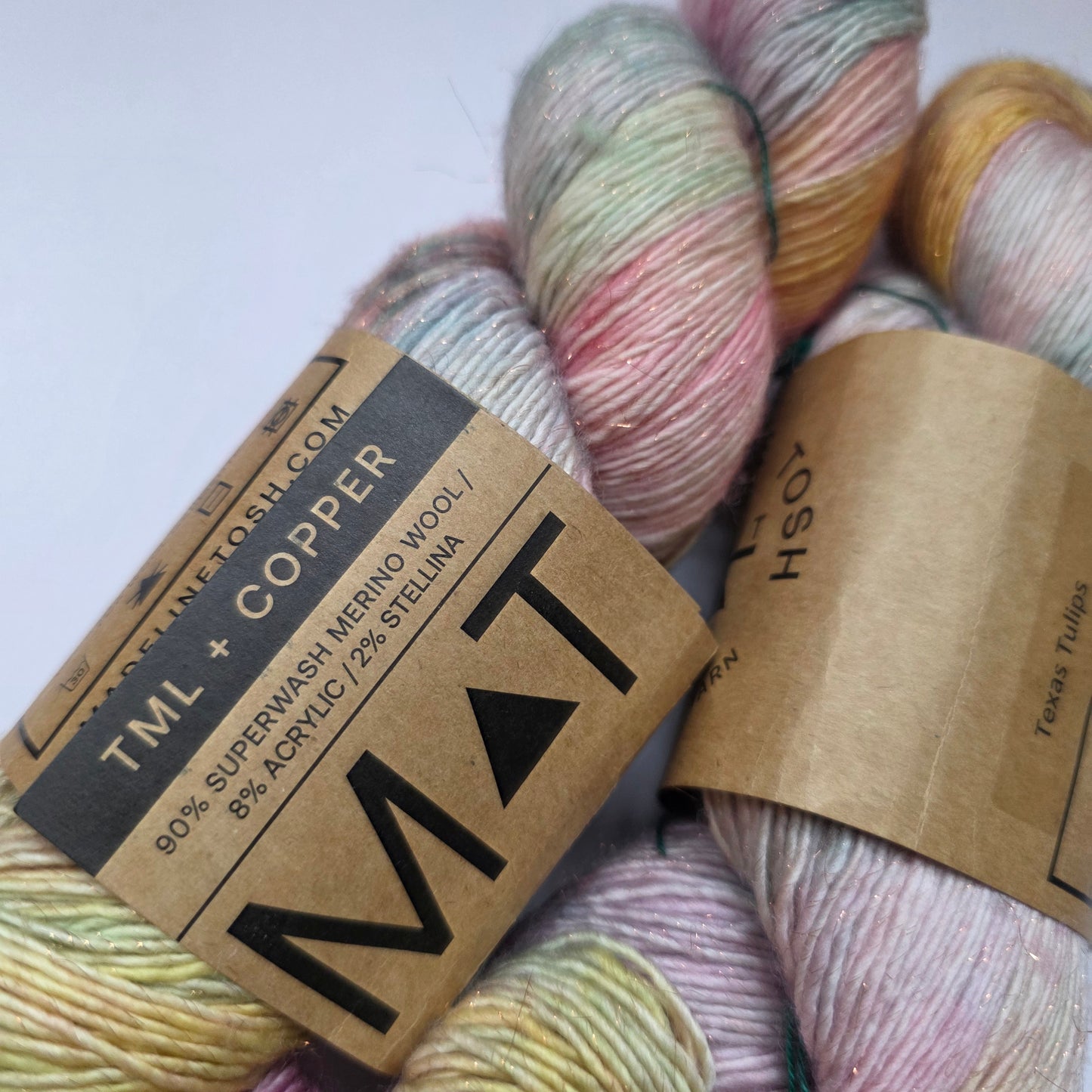 Madeline Tosh merino light with Stellina - Texas Tulips