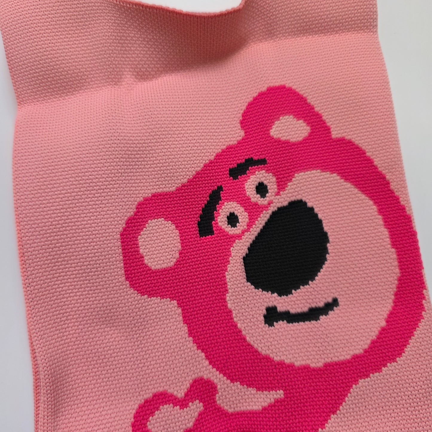 Small Knitted Project Bag Travel Tote Wristlet Lotso pink bear