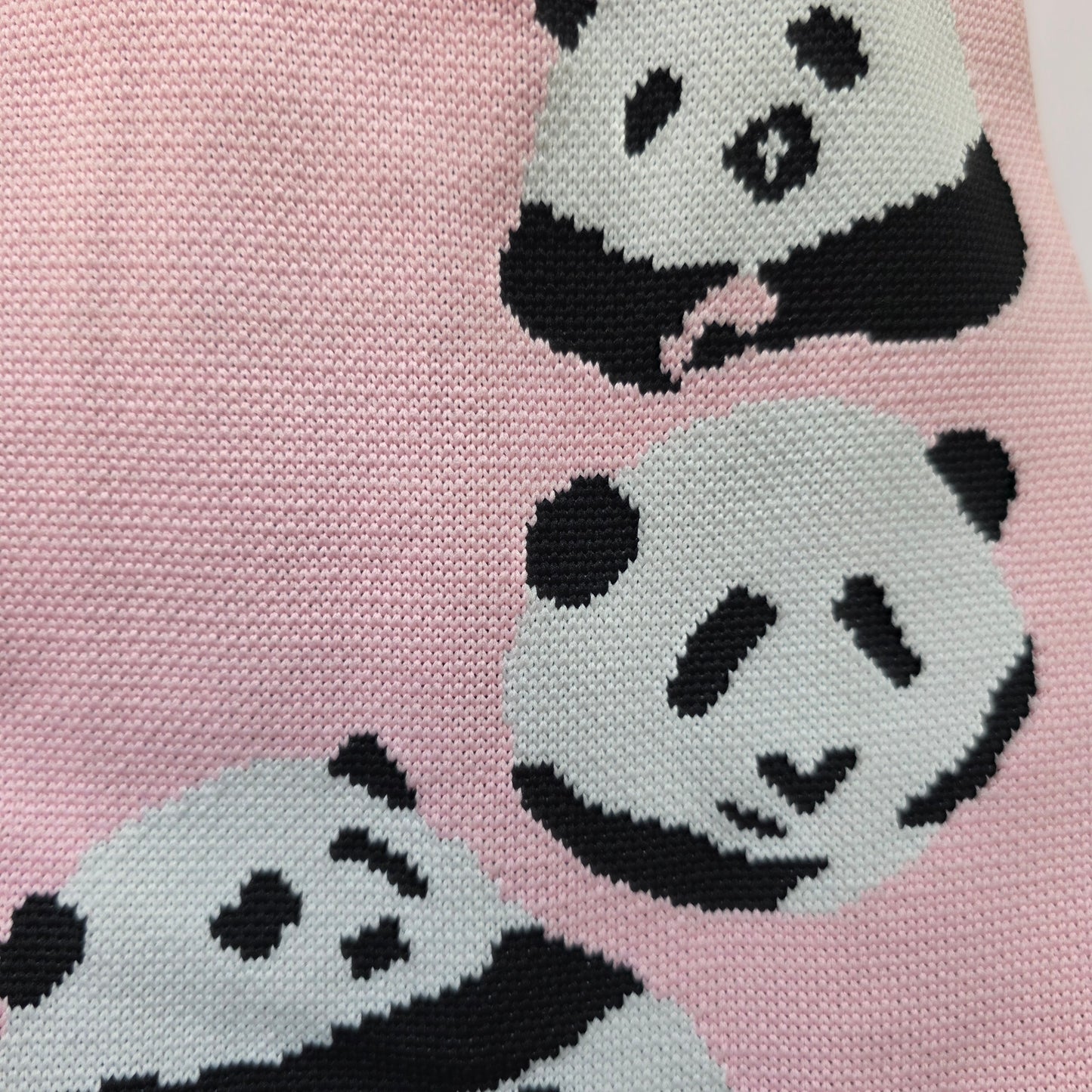 Small Knitted Project Bag Travel Tote Wristlet pink pandas