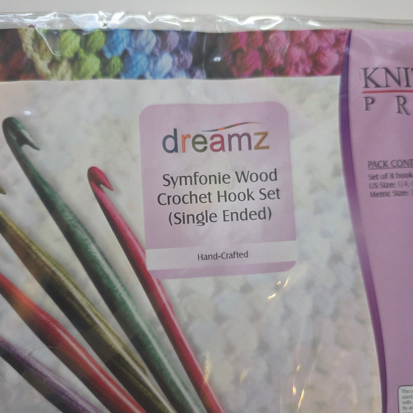 Knitter's Pride dreamz symfonie wood crochet hook set. 8 sizes. Single ended