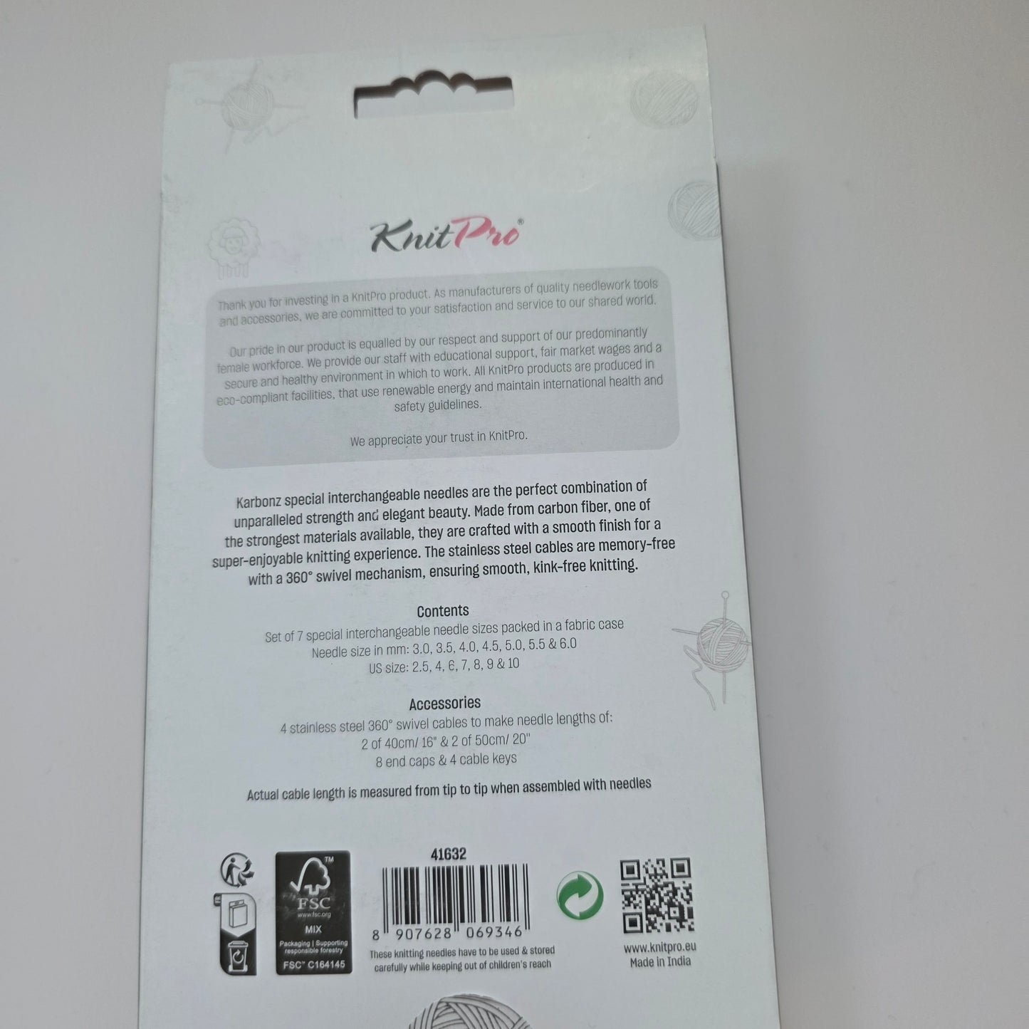 Knitpro Karbonz interchangeable knitting needle set. 5", 7 sizes