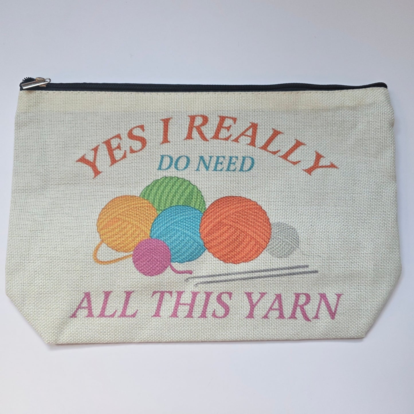 Small Canvas Project Bag, zipper closure, lined