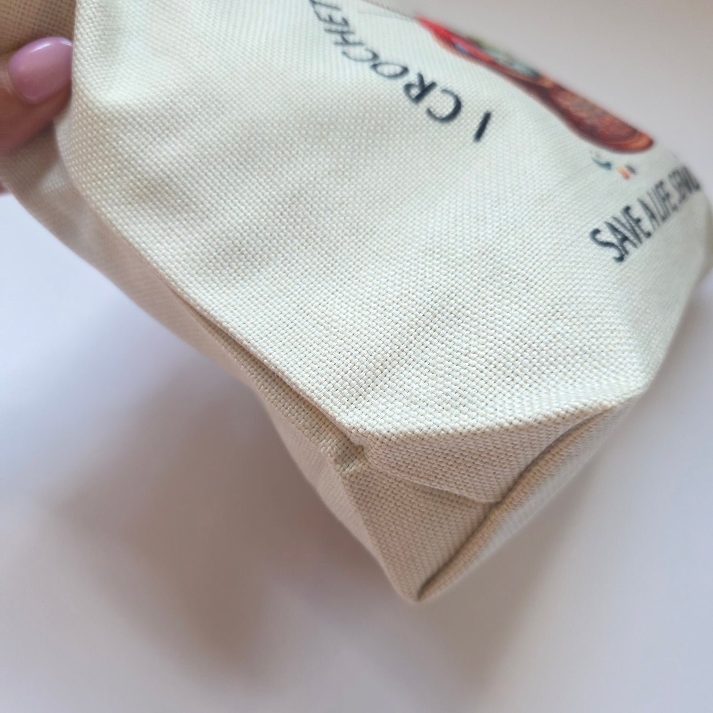 Small Canvas Project Bag, zipper closure, lined