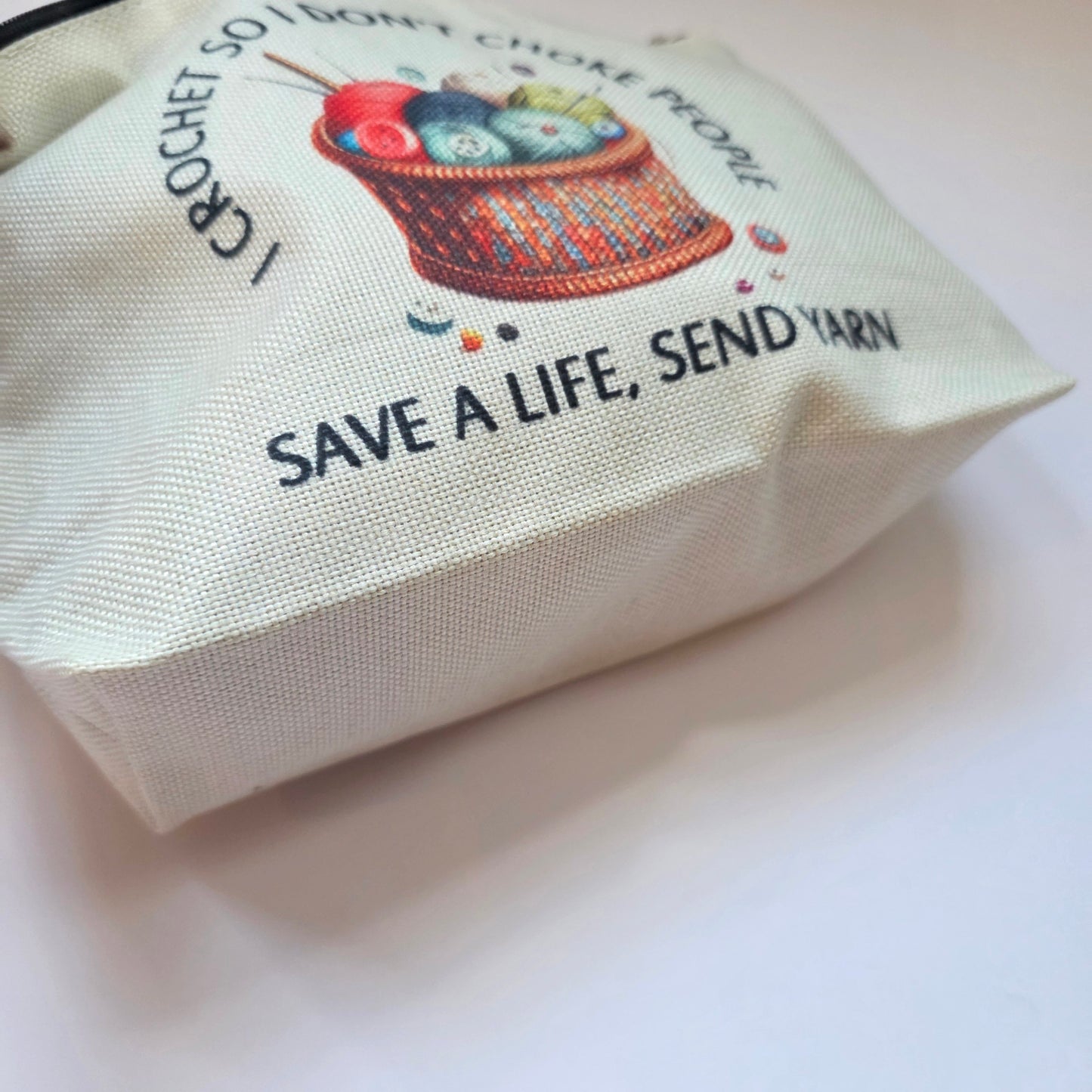 Small Canvas Project Bag, zipper closure, lined
