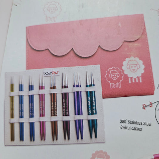 Knitpro Zing deluxe interchangeable knitting needle set. 5", 8 sizes