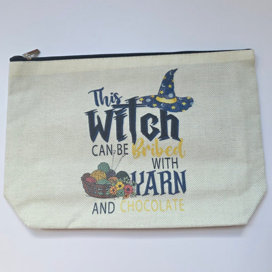 Small Canvas Project Bag, zipper closure,  lined