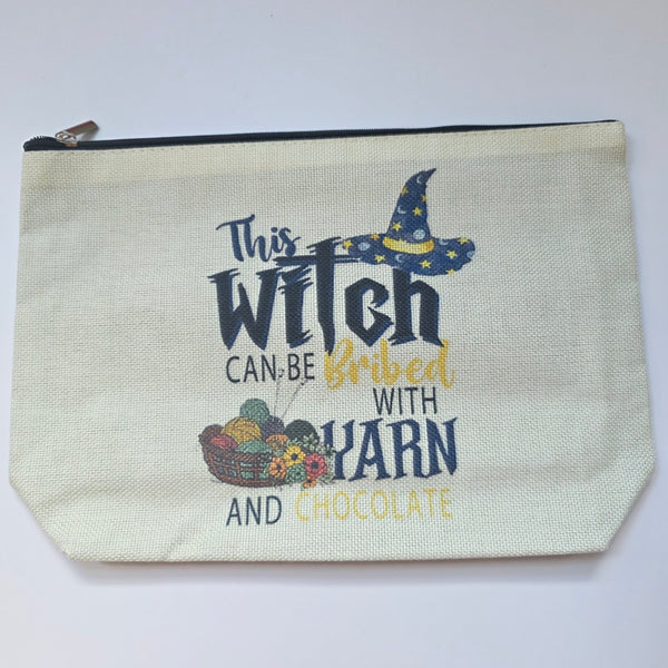 Small Canvas Project Bag, zipper closure,  lined