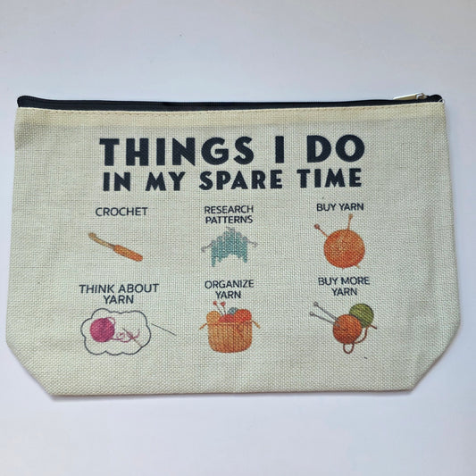 Small Canvas Project Bag, zipper closure,  lined