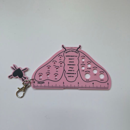Knitting needle guage sizer moth butterfly