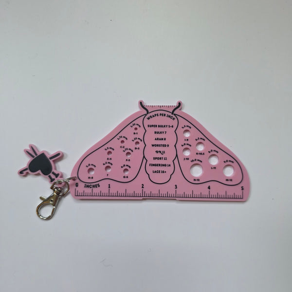 Knitting needle guage sizer moth butterfly