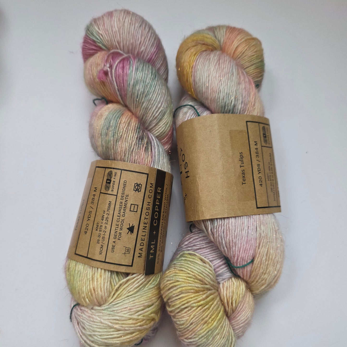 Madeline Tosh merino light with Stellina - Texas Tulips
