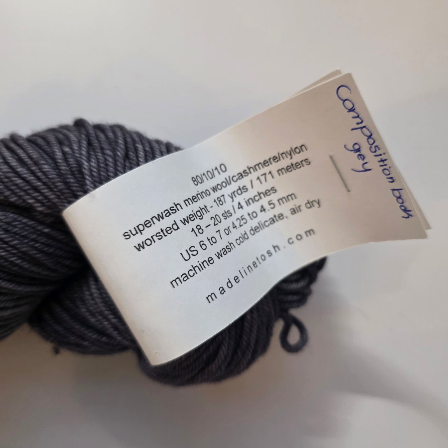 Madelinetosh 80/10/10 MCN Worsted - Composition Grey