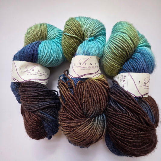 Lorna's Laces lion & lamb worsted. Merino silk