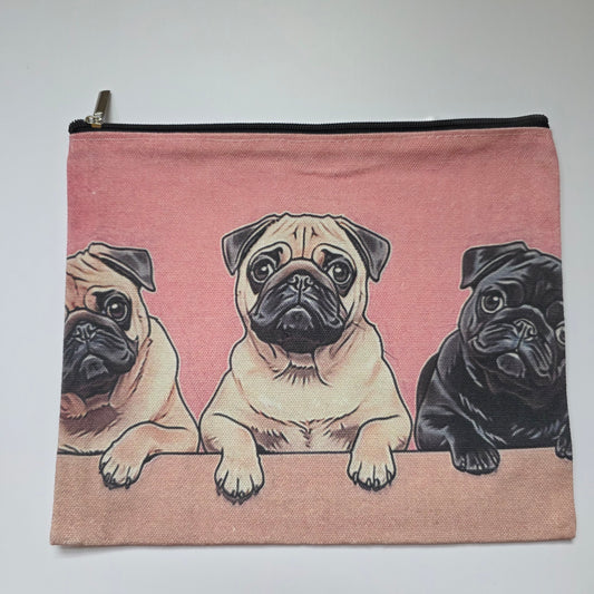 Canvas bag 7inx8.7in, dogs pugs