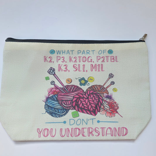 Small Canvas Project Bag, zipper closure,  lined