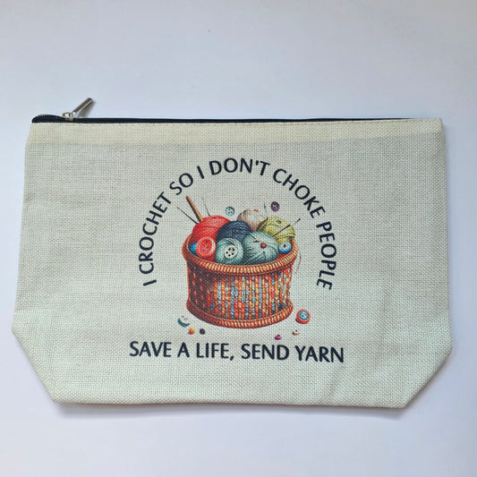 Small Canvas Project Bag, zipper closure,  lined