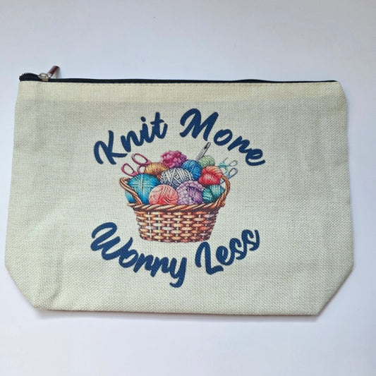 Small Canvas Project Bag, zipper closure,  lined