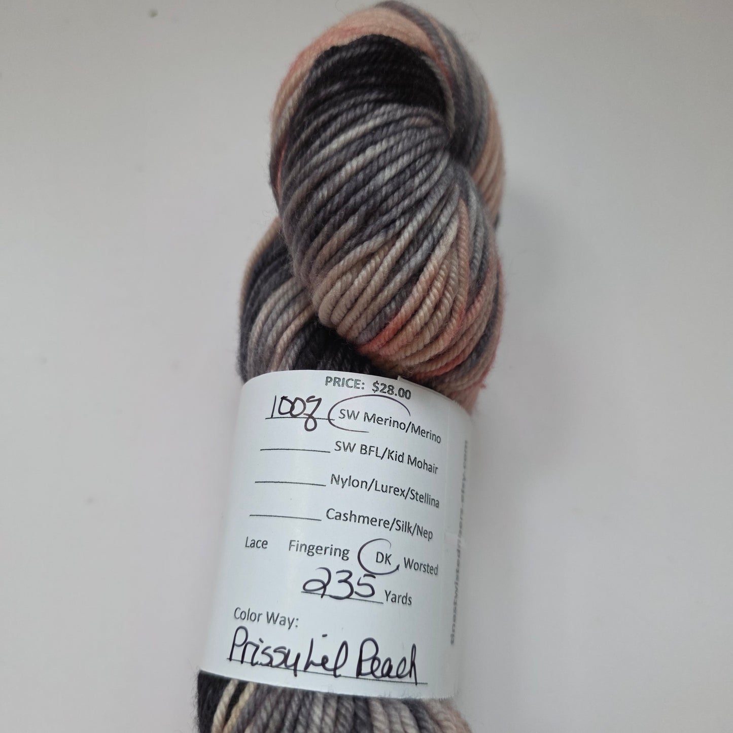 Sew Happy Yarn, Finely Twisted Fibers, Priscilla Peach - DK Superwash Merino Yarn