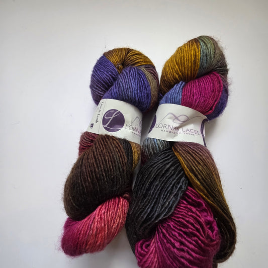 Lorna's Laces lion & lamb worsted. Merino silk