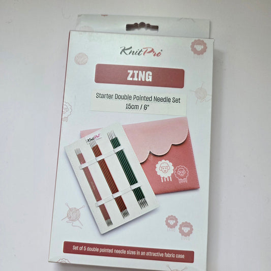 Knitpro Zing DPN set, 6" length, 5 sizes