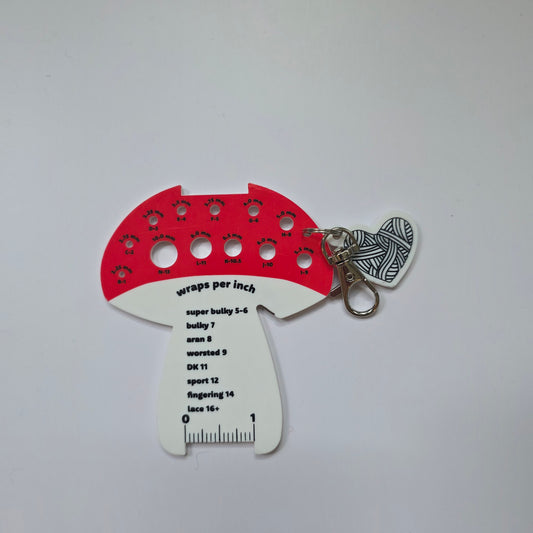 Knitting needle guage sizer mushroom