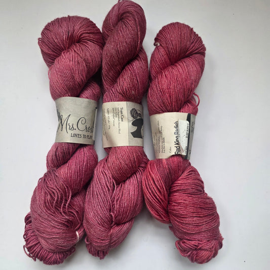 Mrs Crosby, Red King Radish - Train Case Superwash Merino Wool Yarn
