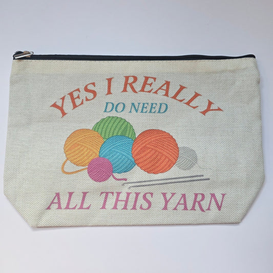 Small Canvas Project Bag, zipper closure,  lined