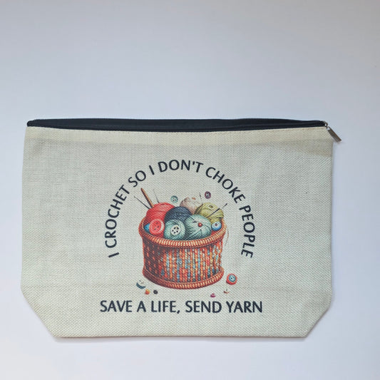 Small Canvas Project Bag, zipper closure,  lined